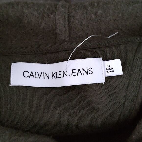 Calvin Klein Jeans Olive Army Green Hoodie Sweatshirt Sz M - Picture 5 of 5